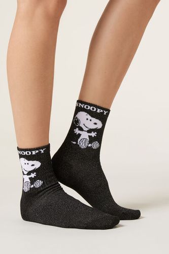 Snoopy Glitter Socks Woman Black Size TU - Calzedonia - Modalova