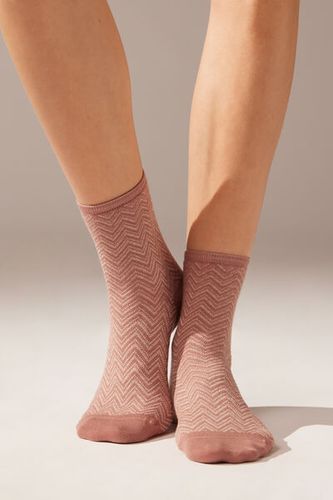 Chevron Stripe Short Socks Woman Dark Pink Size TU - Calzedonia - Modalova