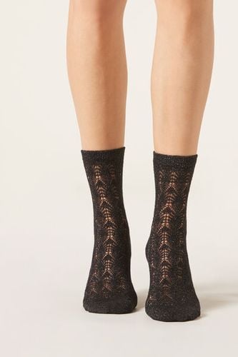 Short Fretwork Socks with Glitter Woman Black Size TU - Calzedonia - Modalova