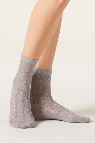 Short Fretwork Socks with Glitter Woman Grey Size TU - Calzedonia - Modalova