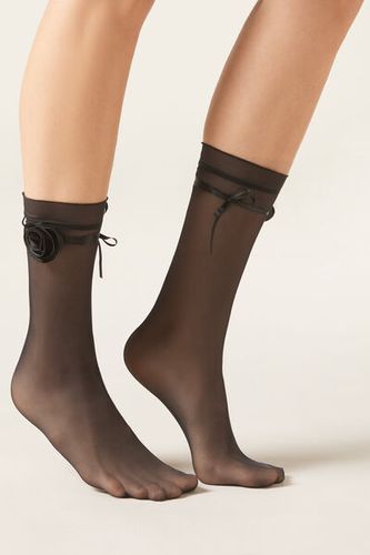 Sheer Socks with Ribbon Woman Black Size TU - Calzedonia - Modalova