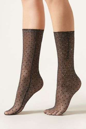 Gathered Dotted Sheer Socks Woman Black Size TU - Calzedonia - Modalova