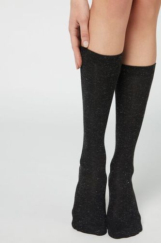 Glitter Hold-Ups with Cashmere Woman Black Size TU - Calzedonia - Modalova