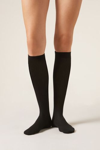 Long Ribbed Socks Woman Black Size TU - Calzedonia - Modalova