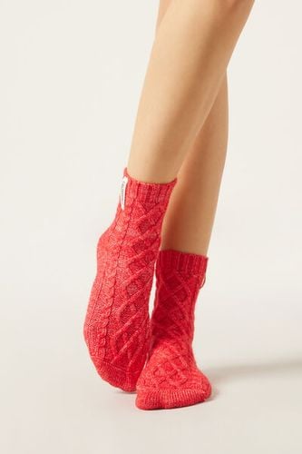 Cable Pattern House Socks Woman Red Size TU - Calzedonia - Modalova