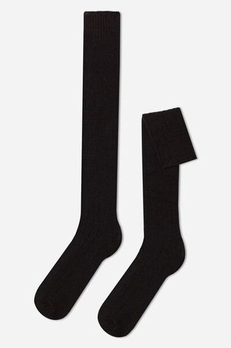 Men’s Ribbed Wool and Cashmere Long Socks Man Brown Size 44-45 - Calzedonia - Modalova