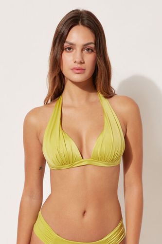 Graduated Padding Triangle Swimsuit Top Shiny Satin Woman Yellow Size 2 - Calzedonia - Modalova