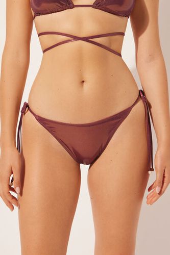 Brazilian String Swimsuit Bottoms Metallic Skin Woman Brown Size M - Calzedonia - Modalova