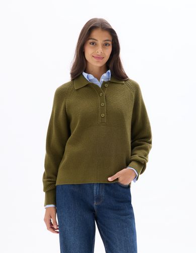 Pull col polo en maille - vert - celio - Modalova