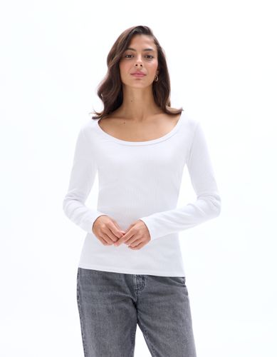 T-shirt côtelé à large encolure - celio - Modalova