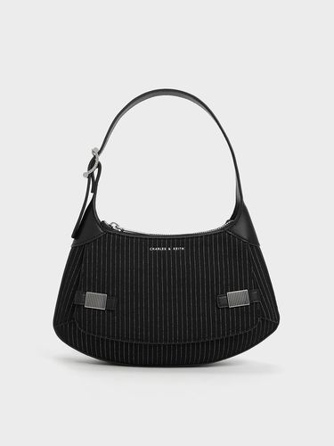 Charles & Keith - Striped Metallic-Accent Curved Shoulder Bag - Charles & Keith - Modalova