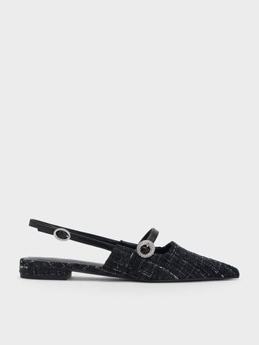 Charles & Keith - Tweed Crystal-Embellished Slingback Flats - Charles & Keith - Modalova