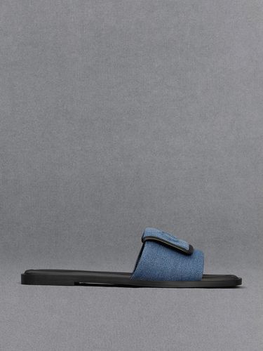 Charles & Keith - Leather & Denim Slide Sandals - Charles & Keith - Modalova