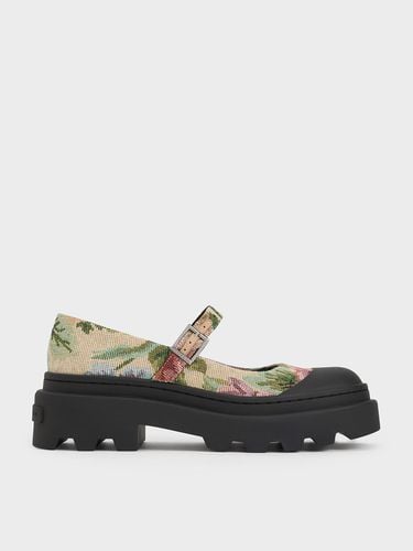 Charles & Keith - Indra Floral-Embroidered Platform Mary Janes - Charles & Keith - Modalova