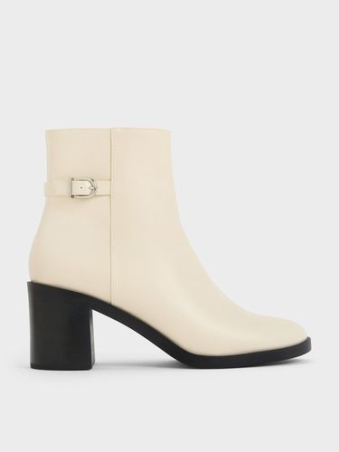 Charles & Keith - Side-Buckle Block Heel Ankle Boots - Charles & Keith - Modalova