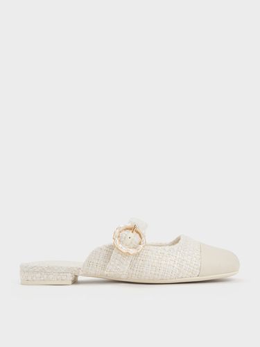 Charles & Keith - Tweed Pearl Buckle Mary Jane Mules - Charles & Keith - Modalova