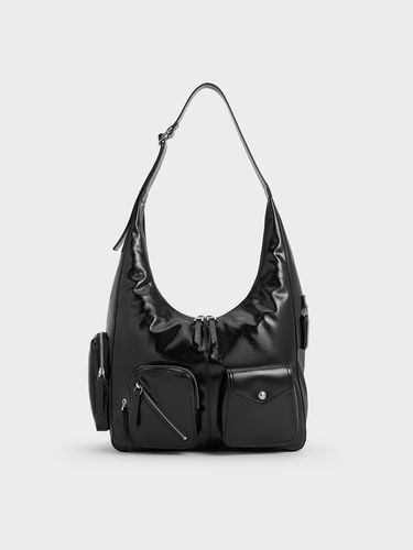 Charles & Keith - Thora Crinkle-Effect Multi-Pocket Hobo Bag - Charles & Keith - Modalova