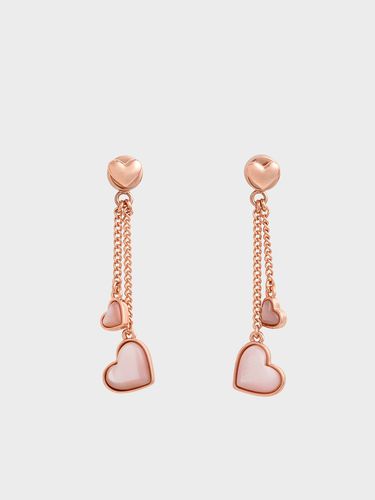 Charles & Keith - Annalise Double Heart Stone Drop Earrings - Charles & Keith - Modalova