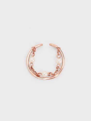 Charles & Keith - Corrine Pearl Chain-Link Double Ring - Charles & Keith - Modalova