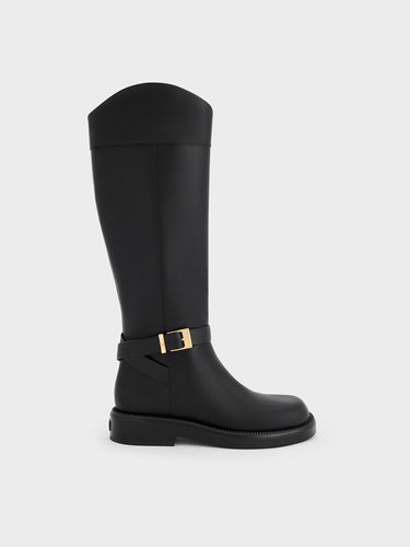 Charles & Keith - Leather Buckled-Strap Knee-High Boots - Charles & Keith - Modalova