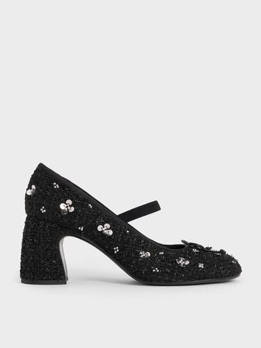 Charles & Keith - Mino Tweed Sequin-Flower Mary Jane Pumps - Charles & Keith - Modalova