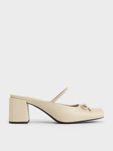 Charles & Keith - Bow Square-Toe Block-Heel Ballet Mules - Charles & Keith - Modalova