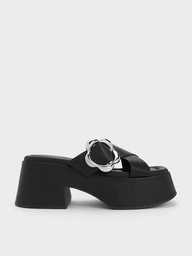 Charles & Keith - Flower-Buckle Crossover Platform Mules - Charles & Keith - Modalova