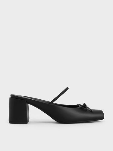 Charles & Keith - Bow Square-Toe Block-Heel Ballet Mules - Charles & Keith - Modalova