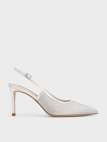 Charles & Keith - Satin Crystal-Embellished Slingback Pumps - Charles & Keith - Modalova