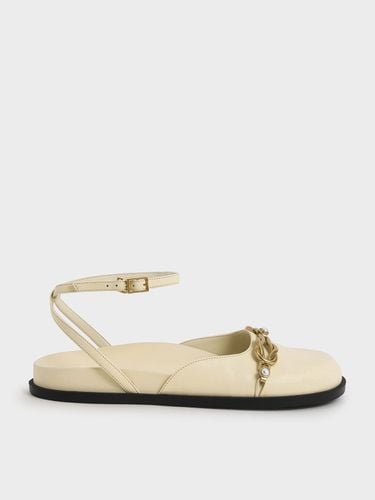 Charles & Keith - Beaded Chain-Link Ankle Strap Flats - Charles & Keith - Modalova