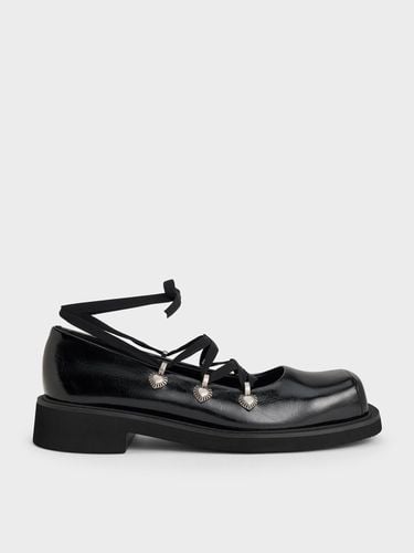 Charles & Keith - Heart-Embellished Lace-Up Ballet Flats - Charles & Keith - Modalova