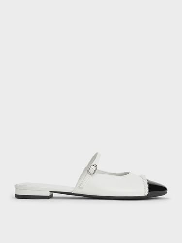 Charles & Keith - Pearl-Embellished Cap-Toe Flat Mules - Charles & Keith - Modalova
