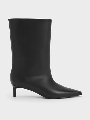 Charles & Keith - Elongated Square-Toe Kitten-Heel Calf Boots - Charles & Keith - Modalova