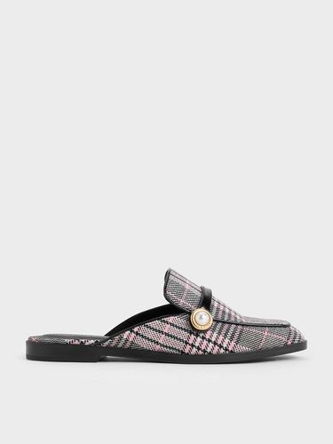 Charles & Keith - Plaid Pearl-Embellished Loafer Mules - Charles & Keith - Modalova