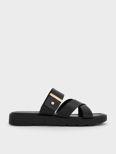 Charles & Keith - Metallic-Accent Crossover-Strap Slide Sandals - Charles & Keith - Modalova