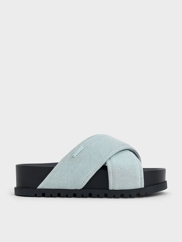 Charles & Keith - Denim Crossover-Strap Flatform Sandals - Charles & Keith - Modalova