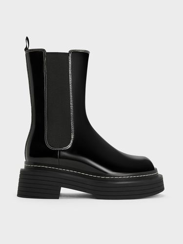 Charles & Keith - Stitch-Trim Platform Mid-Calf Chelsea Boots - Charles & Keith - Modalova