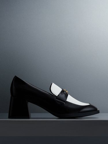 Charles & Keith - Two-Tone Metallic Accent Block Heel Loafer Pumps - Charles & Keith - Modalova