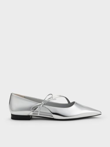 Charles & Keith - Metallic Pointed-Toe Bow-Strap Flats - Charles & Keith - Modalova