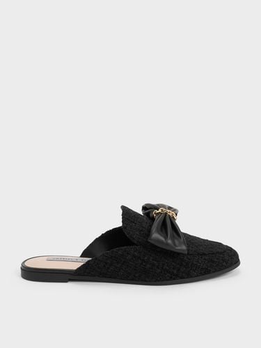 Charles & Keith - Tweed Chain-Link Bow Loafer Mules - Charles & Keith - Modalova