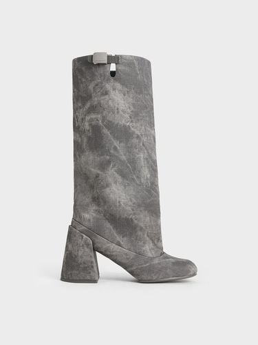 Charles & Keith - Robbie Denim-Effect Platform Knee-High Boots - Charles & Keith - Modalova