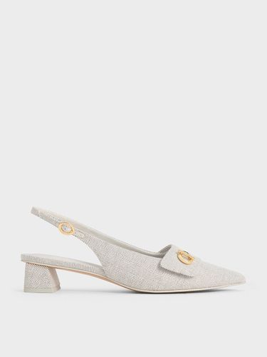 Charles & Keith - Tweed Metallic-Accent Pointed-Toe Slingback Pumps - Charles & Keith - Modalova