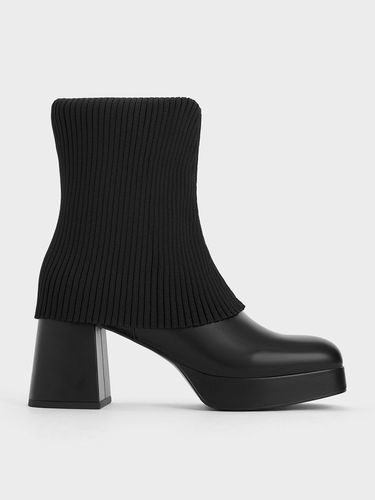 Charles & Keith - Evie Knitted-Sock Ankle Boots - Charles & Keith - Modalova