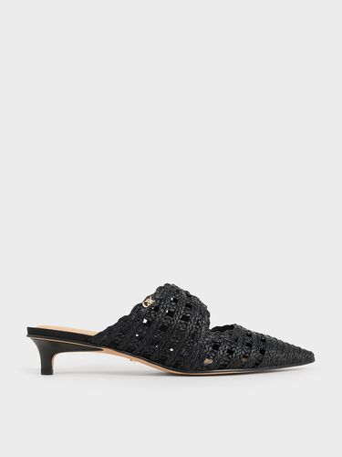 Charles & Keith - Raffia Kitten-Heel Pointed-Toe Mules - Charles & Keith - Modalova