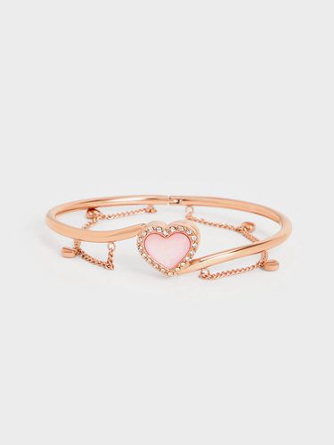 Charles & Keith - Annalise Crystal Heart-Stone Cuff Bangle - Charles & Keith - Modalova