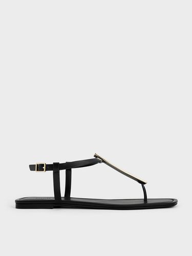 Charles & Keith - Metallic Accent T-Bar Thong Sandals - Charles & Keith - Modalova