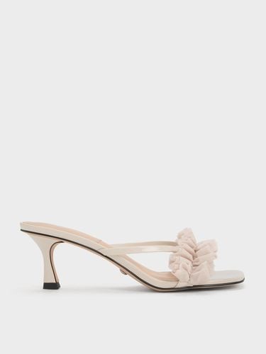 Charles & Keith - Recycled Polyester Ruffled Mesh Heeled Mules - Charles & Keith - Modalova