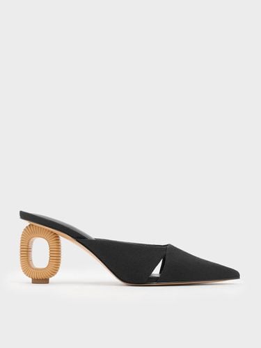 Charles & Keith - Linen Cut-Out Sculptural-Heel Mules - Charles & Keith - Modalova