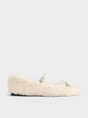 Charles & Keith - Bow Crystal-Embellished Furry Mary Janes - Charles & Keith - Modalova