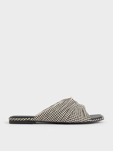 Charles & Keith - Checkered Ruched Oval-Accent Slide Sandals - Charles & Keith - Modalova